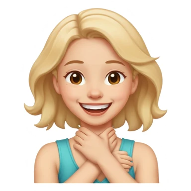 girl with arms crossing neck laughing sticker