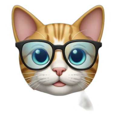 cat with glassesand tong sticker