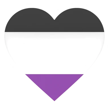 asexual pride flag in a heart shape, flat design, no text sticker