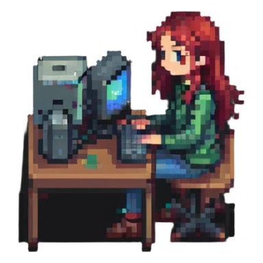 chica con computadora sticker