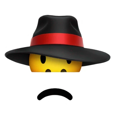 Smiley face with a black bolero hat and red hat band sticker