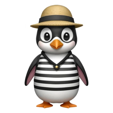 penguin wearing gondolier striped shirt and hat sticker