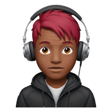 black man red head with headphone sticker