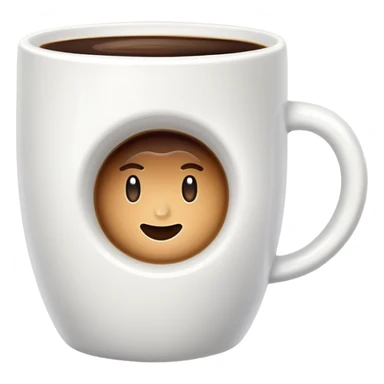 complete white colored mug without eyes and mouth, with coffee inside  sticker