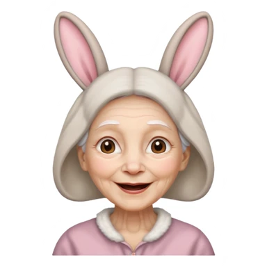 old woman with bunny ears sticker