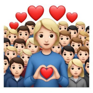 small figure inside a group of people with a heart above sticker