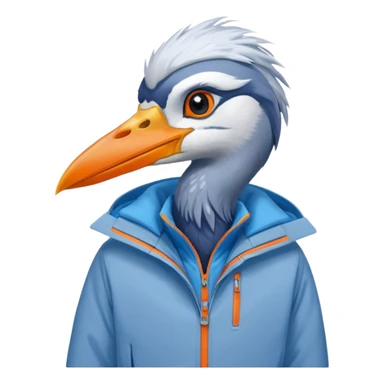  bird heron wearing a ski jacket  sticker
