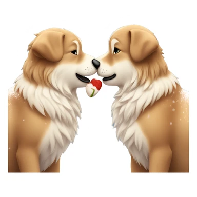 Generate 2 kissing cute animals in the snow sticker
