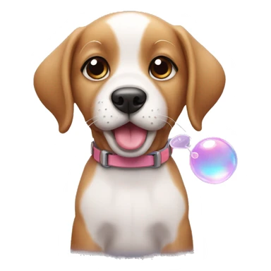 puppy blowing a bubble sticker