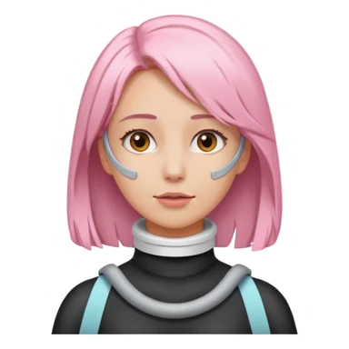 Woman with light pink shoulder length hair and neck brace sticker