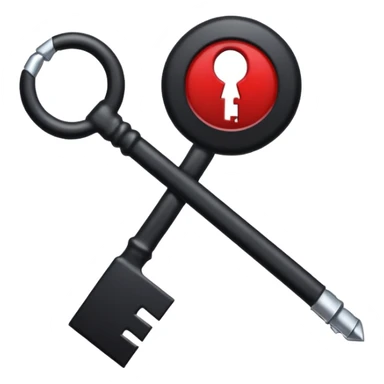 iOS sticker, dark key, black metal, red hole, minimal sticker