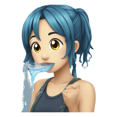 anime girl with water dripping out from her mouth  sticker