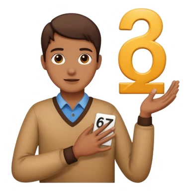 Head with hands holding  6 and 7 sticker