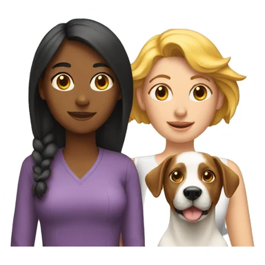 two women with a dog sticker