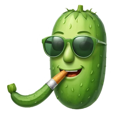 cucumber smoking a cigarette, wearing sunglasses and smirking sticker