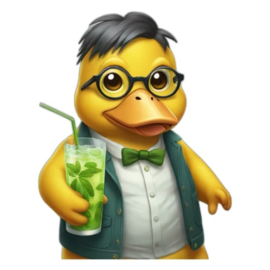 psyduck with glasses drinking mojito sticker