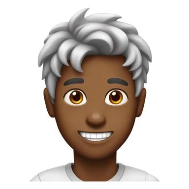 Brown boy with one silver canine tooth sticker