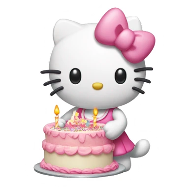 hello kitty holding a birthday cake sticker