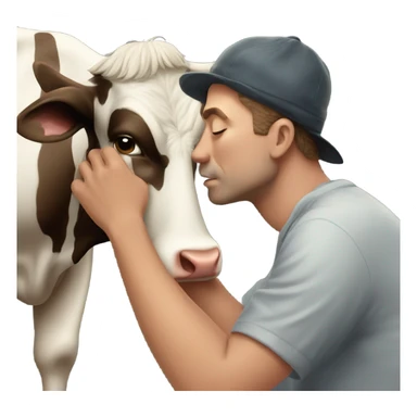 Man kissing a cow sticker