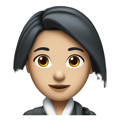 Flight attendant with long black hair and white skin and an airline scarf sticker