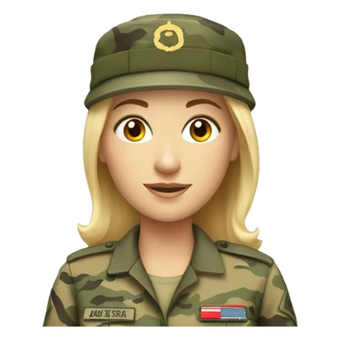 White Woman in camo military uniform  sticker