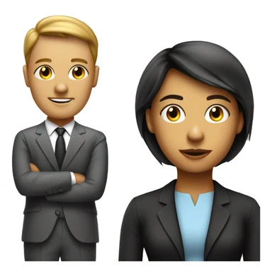 Job interview. Young lady and boss (man) sticker