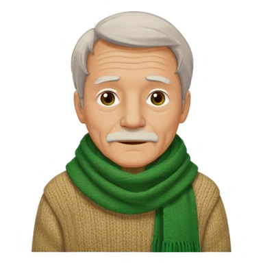 old man with big green scarf and layered sweater sticker