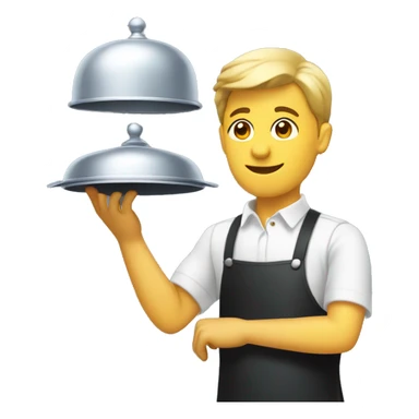 waiter holding cloche  sticker