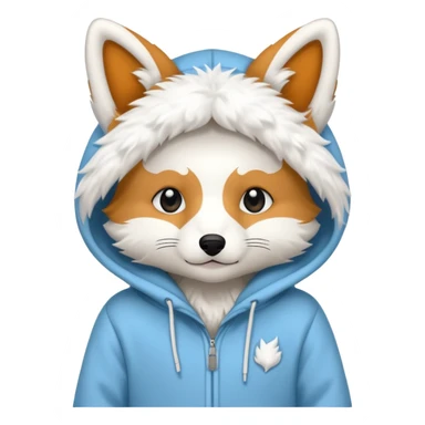 Bernadoodle wearing a white fox hoodie sticker