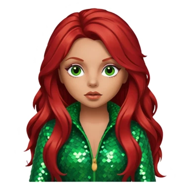 Jesy Nelson from Little Mix with long red hair, green sequin outfit sticker