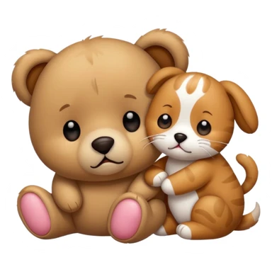 a teddy and a cute dog and cat crying sticker