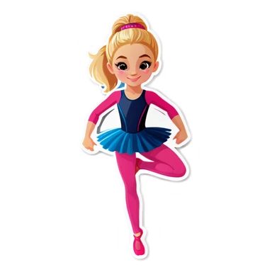  dancer-gymnast with blonde hair in pink tights  (kids) sticker