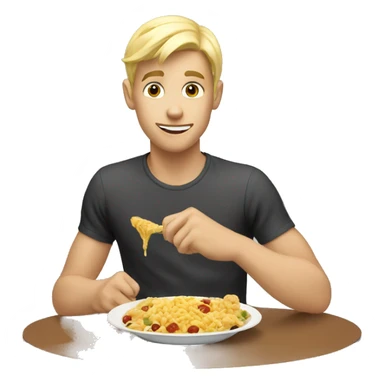 blonde hot young guy eating food sticker