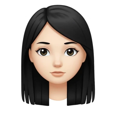 White girl, long black straight hair, round face, black eyes sticker