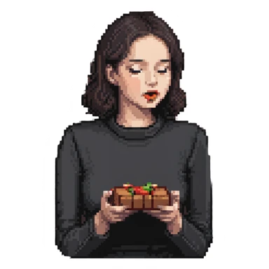 woman eating a brick sticker