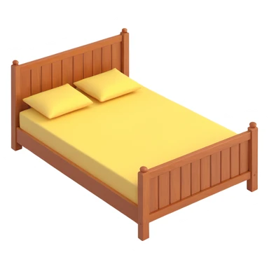 Remove the background to make the wooden bed have a transparent background, keeping all details intact in 3D emoji style. sticker