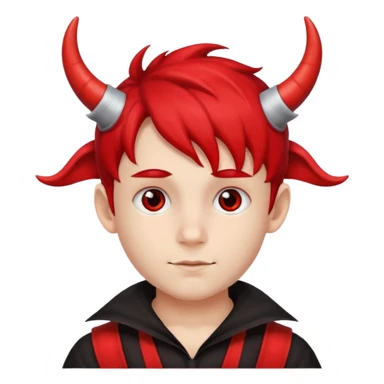 Red Horns on boy halloween sticker