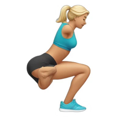  woman doing squats whith only leg sticker