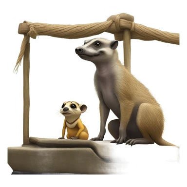 A warthog and a meerkat riding on a Pontoon sticker