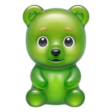 green gummy bear with eyes and blond hair sticker