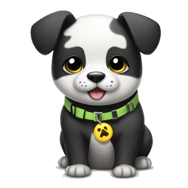 panda dog with a collar that says Pikachu sticker