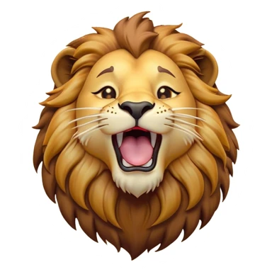 Cinematic Cute Yawning Lion Portrait Emoji, Head tilted slightly with a dramatic, wide-open yawn, showcasing a soft, downy tawny Fur with a majestic mane, floppy ears slightly drooping, round amber eyes barely open in drowsy contentment, Simplified yet irresistibly adorable features, highly detailed, glowing with a soft, cozy glow, high shine, relaxed yet expressive, stylized with a touch of savannah whimsy, bright and endearing, soft glowing outline, capturing the essence of a sleepy yet affectionate lion, so drowsy it feels like it could stretch out of the screen and curl up for a nap! sticker