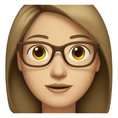 Woman with brown hair and a beige glasses, white skin sticker