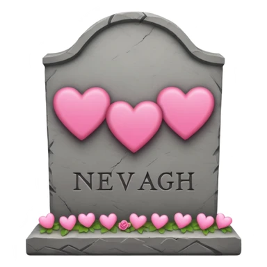 Headstone that says nevaeh with pink hearts sticker