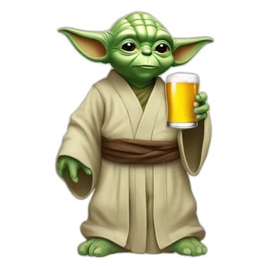 Yoda boit une bière sticker