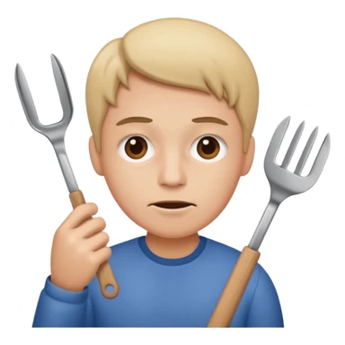 tired face with tongs in one hand  sticker