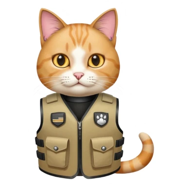 Cat wearing bullet proof, with hands sticker
