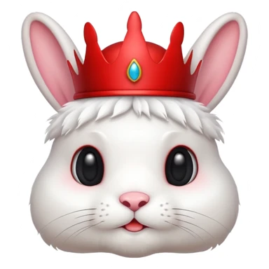 white cute bunny with red crown, funny sticker