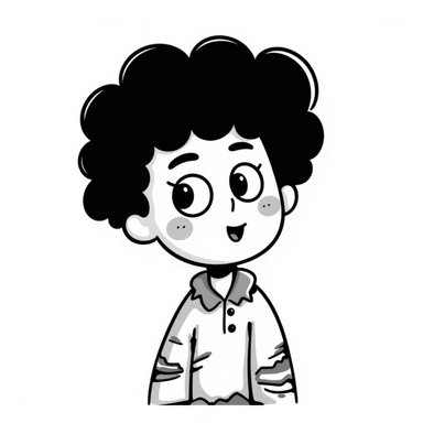 zombie boy with an afro, hand drawn doodle style sticker