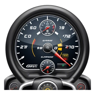 An icon showing a racing game interface, inspired by Grand Turismo. The design features a garage with a selection of high-performance cars, along with race track visuals in the background. Speedometer, lap timer, and other HUD elements add to the excitement. Transparent background sticker